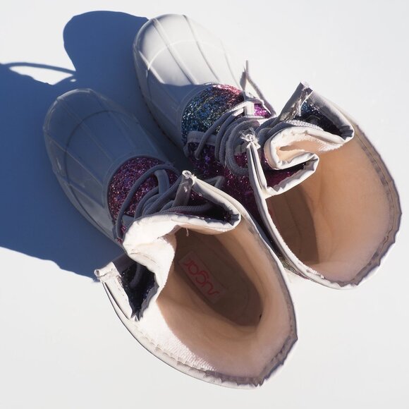 Sugar Women's Rainbow Sparkle Glitter Duck Boots Size 9 - Picture 10 of 10